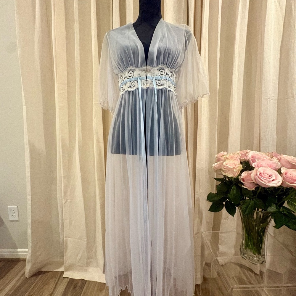 Sears Sheer White Robe with Floral Accents